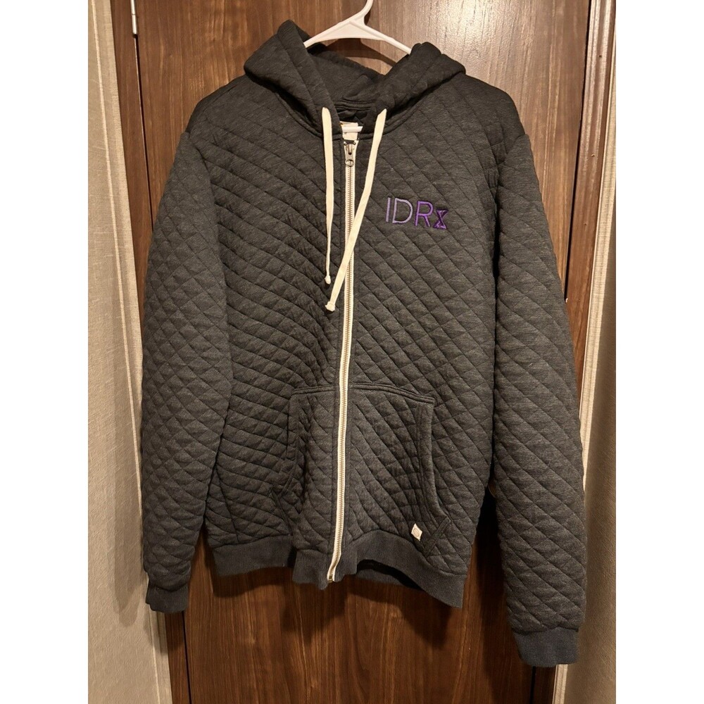 Marine Layer Corbet Quilted Hoodie Mens L Grey Heather Gray Full Zip Jacket